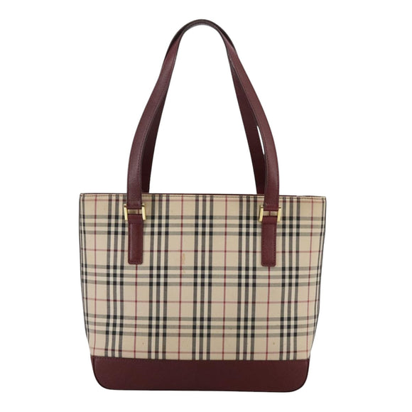 BURBERRY Nova Check Hand Bag Canvas Beige Auth 107370