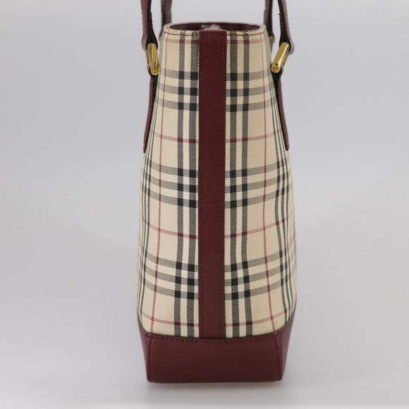 BURBERRY Nova Check Hand Bag Canvas Beige Auth 107370