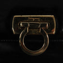 Salvatore Ferragamo Gancini Chain Shoulder Bag Enamel Black Gold Auth 107493-9