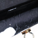 Salvatore Ferragamo Gancini Chain Shoulder Bag Enamel Black Gold Auth 107493-11