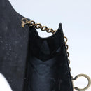 Salvatore Ferragamo Gancini Chain Shoulder Bag Enamel Black Gold Auth 107493-18