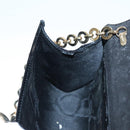 Salvatore Ferragamo Gancini Chain Shoulder Bag Enamel Black Gold Auth 107493-19