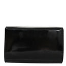 Salvatore Ferragamo Gancini Chain Shoulder Bag Enamel Black Gold Auth 107493-2