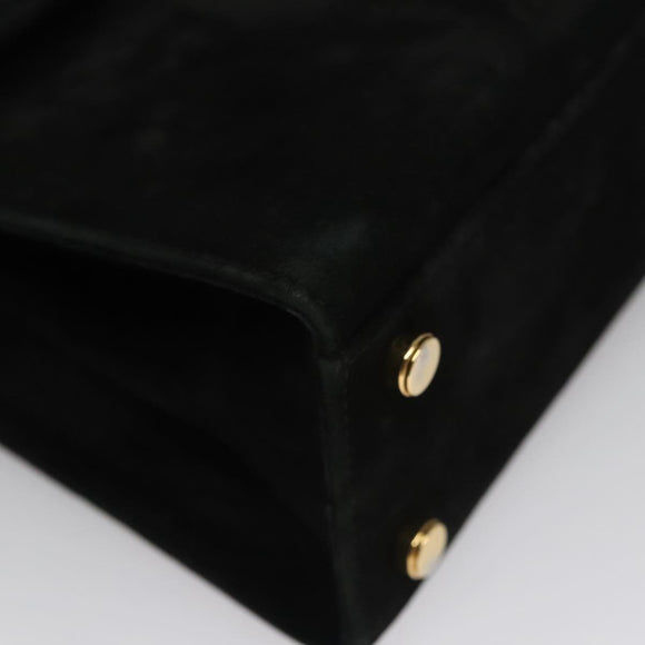 Salvatore Ferragamo Hand Bag Suede 2way Black Gold Auth 107495