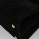 Salvatore Ferragamo Hand Bag Suede 2way Black Gold Auth 107495-14