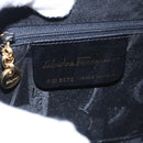 Salvatore Ferragamo Hand Bag Suede 2way Black Gold Auth 107495-12