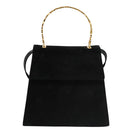 Salvatore Ferragamo Hand Bag Suede 2way Black Gold Auth 107495-13