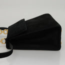Salvatore Ferragamo Hand Bag Suede 2way Black Gold Auth 107495-4