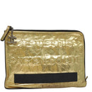 CHANEL Clutch Bag Leather Gold CC Auth 107504-1