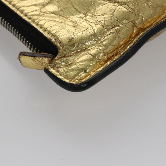 CHANEL Clutch Bag Leather Gold CC Auth 107504