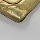 CHANEL Clutch Bag Leather Gold CC Auth 107504-16
