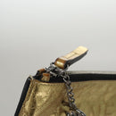 CHANEL Clutch Bag Leather Gold CC Auth 107504-9