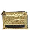 CHANEL Clutch Bag Leather Gold CC Auth 107504-13