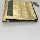 CHANEL Clutch Bag Leather Gold CC Auth 107504-3