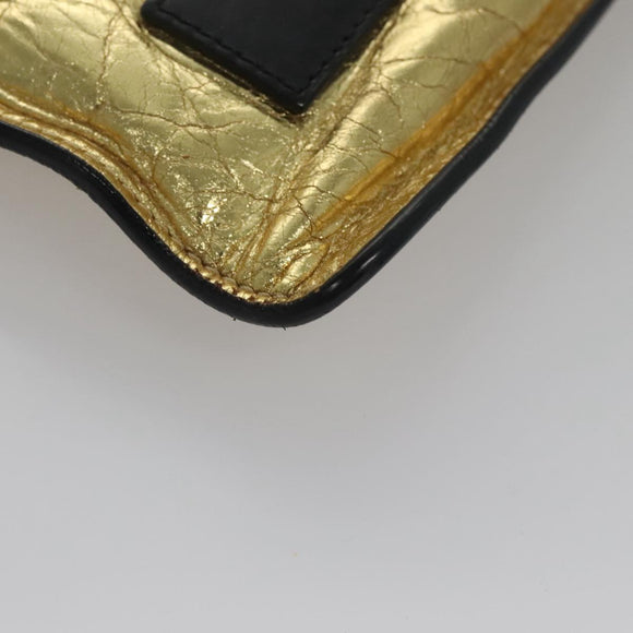 CHANEL Clutch Bag Leather Gold CC Auth 107504