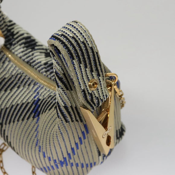 BURBERRY Mini Peg Duffle Bag Chain Hand Bag Gray Auth 107507SV