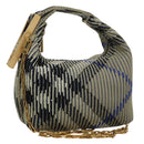 BURBERRY Mini Peg Duffle Bag Chain Hand Bag Gray Auth 107507SV-1