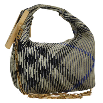 BURBERRY Mini Peg Duffle Bag Chain Hand Bag Gray Auth 107507SV