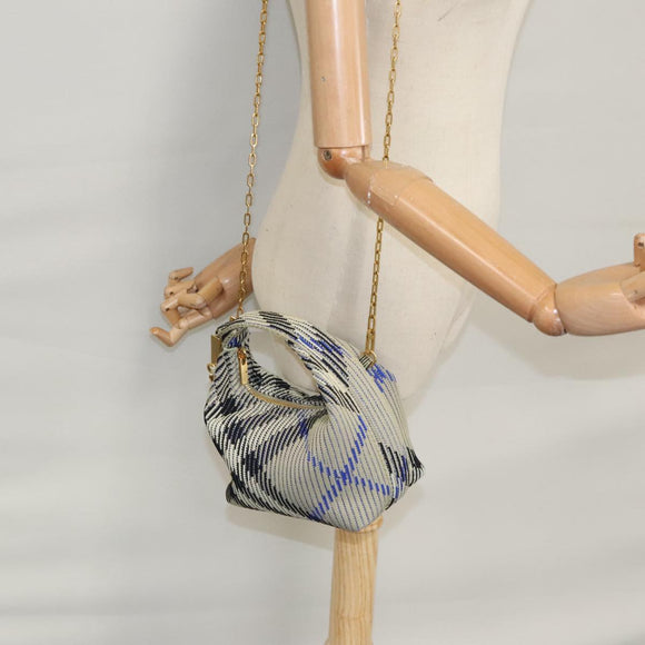 BURBERRY Mini Peg Duffle Bag Chain Hand Bag Gray Auth 107507SV