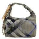 BURBERRY Mini Peg Duffle Bag Chain Hand Bag Gray Auth 107507SV-13