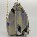 BURBERRY Mini Peg Duffle Bag Chain Hand Bag Gray Auth 107507SV-3