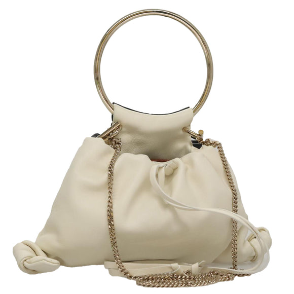 Chloe Arlin Hand Bag Leather 2way White Black Auth 107511V