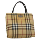 BURBERRY Nova Check Hand Bag PVC Leather Beige Auth 107544-1