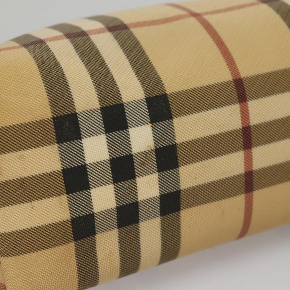 BURBERRY Nova Check Hand Bag PVC Leather Beige Auth 107544