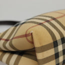 BURBERRY Nova Check Hand Bag PVC Leather Beige Auth 107544-11