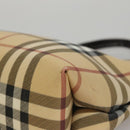 BURBERRY Nova Check Hand Bag PVC Leather Beige Auth 107544-14