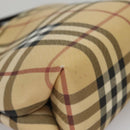 BURBERRY Nova Check Hand Bag PVC Leather Beige Auth 107544-15