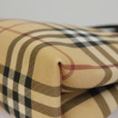 BURBERRY Nova Check Hand Bag PVC Leather Beige Auth 107544-16