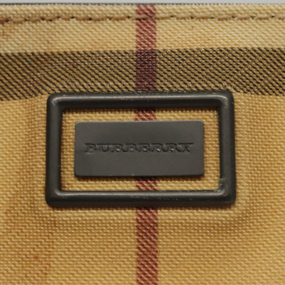 BURBERRY Nova Check Hand Bag PVC Leather Beige Auth 107544