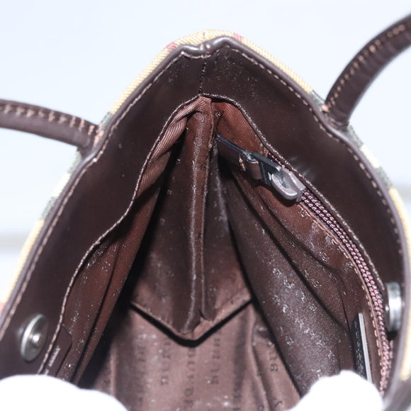 BURBERRY Nova Check Hand Bag PVC Leather Beige Auth 107544