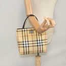 BURBERRY Nova Check Hand Bag PVC Leather Beige Auth 107544-23