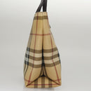 BURBERRY Nova Check Hand Bag PVC Leather Beige Auth 107544-4