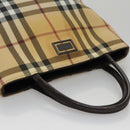 BURBERRY Nova Check Hand Bag PVC Leather Beige Auth 107544-7