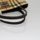 BURBERRY Nova Check Hand Bag PVC Leather Beige Auth 107544-8