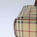 BURBERRY Nova Check Hand Bag PVC Leather Beige Auth 107545-9