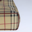 BURBERRY Nova Check Hand Bag PVC Leather Beige Auth 107545-14