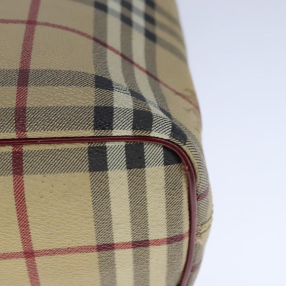 BURBERRY Nova Check Hand Bag PVC Leather Beige Auth 107545