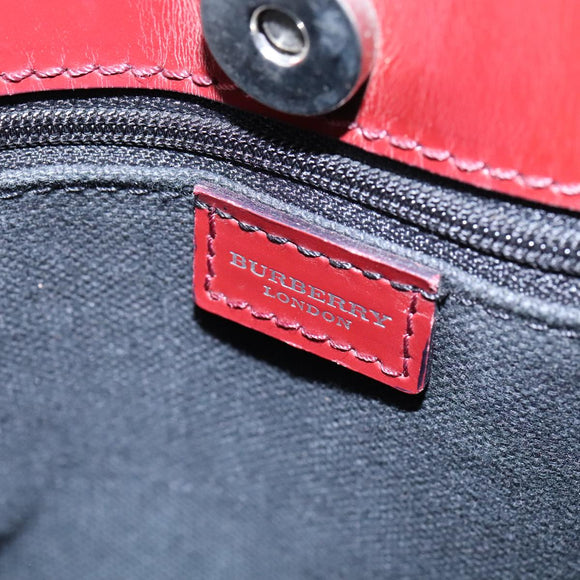 BURBERRY Nova Check Hand Bag PVC Leather Beige Auth 107545