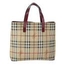 BURBERRY Nova Check Hand Bag PVC Leather Beige Auth 107545-13