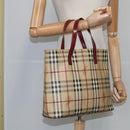 BURBERRY Nova Check Hand Bag PVC Leather Beige Auth 107545-20