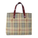 BURBERRY Nova Check Hand Bag PVC Leather Beige Auth 107545-2