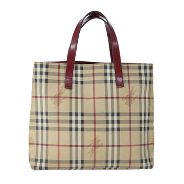 BURBERRY Nova Check Hand Bag PVC Leather Beige Auth 107545 - 0