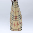 BURBERRY Nova Check Hand Bag PVC Leather Beige Auth 107545-4