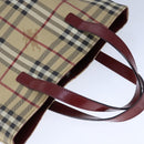 BURBERRY Nova Check Hand Bag PVC Leather Beige Auth 107545-6