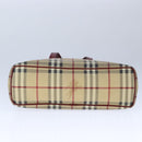 BURBERRY Nova Check Hand Bag PVC Leather Beige Auth 107545-5