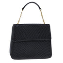 BALLY Chain Hand Bag Leather Black Auth 107570-1